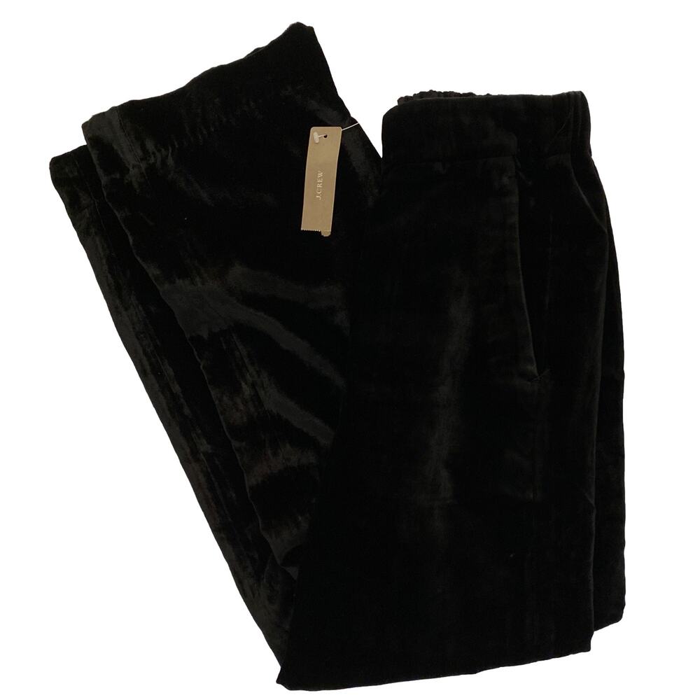 J Crew Black Velvet Pull On Pants. Size 0, NWT, Perfect For Holidays